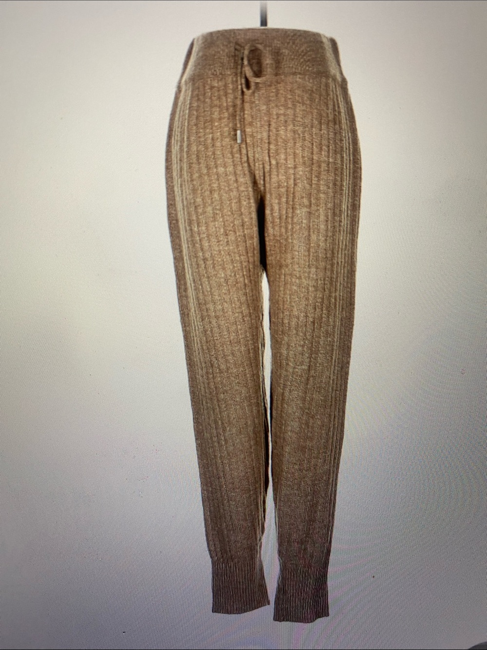 Free People Ribbed Knit Jogger Pants in Taupe Brown